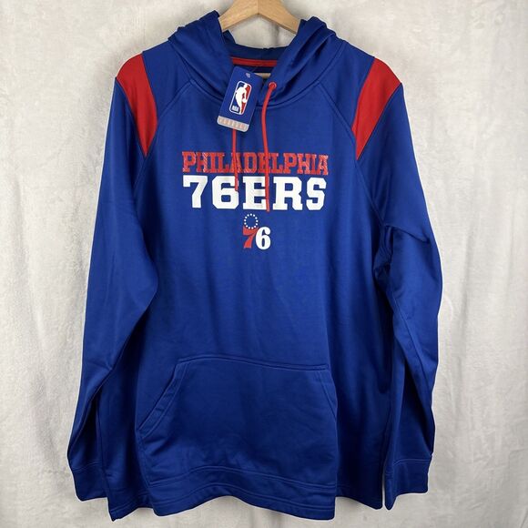 NBA Philadelphia 76ers Hoodie Pullover Blue Men’s Size 2XL NWT - Picture 1 of 5